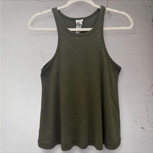 Vintage Free People Olive Green Ribbed Razor Back Tank Top